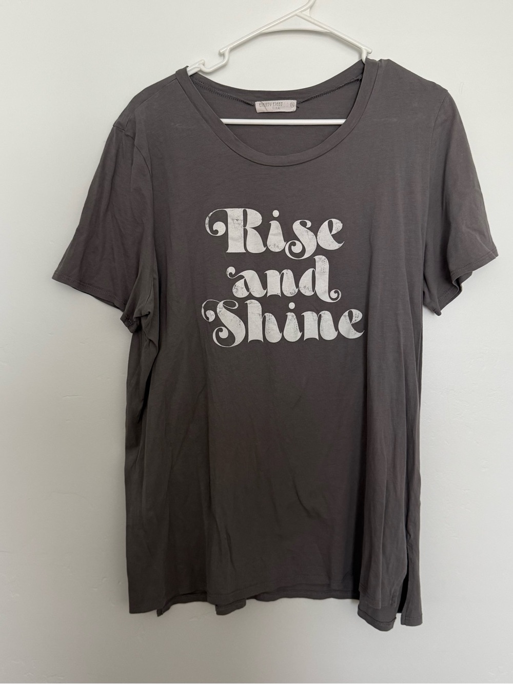 Rise and Shine Graphic Tee - Gray with White Print